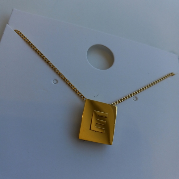 Super High Polished Block Initial (E) Monogram 18k Gold Filled Necklace - Picture 7 of 7